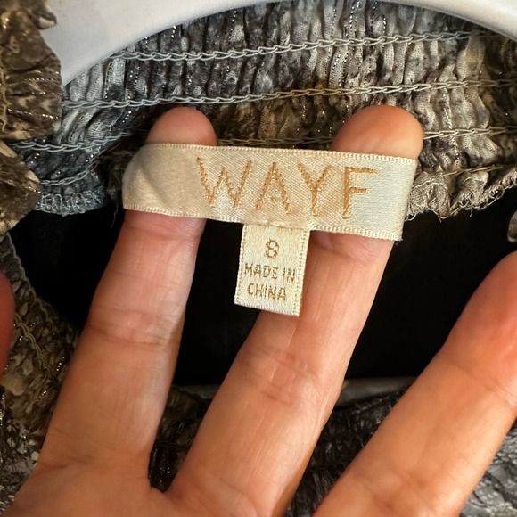 Wayf Revolve Women’s Snake Print Chiffon Keyhole Metallic Ruffle Mini Dress - Picture 3 of 13